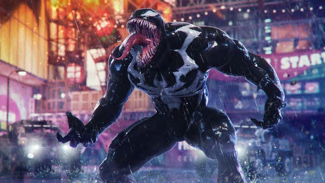Alien lifeform and known villain Venom "vens out" in concept art from Spider-Man 2.