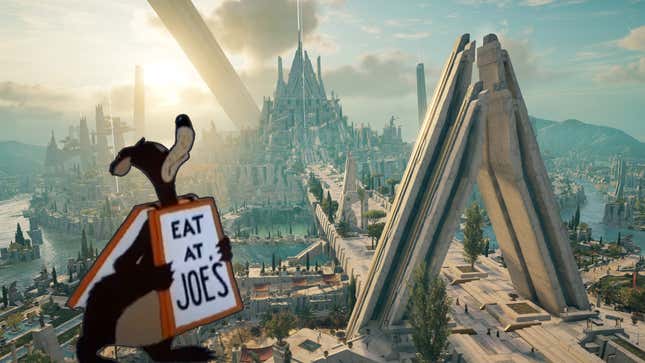 Eat At Joe's advertised in Assassin's Creed Odyssey.
